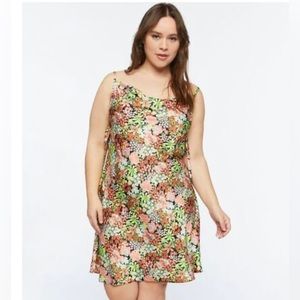Plus size floral satin slip dress